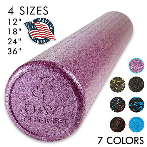 Product Cover High Density Muscle Foam Rollers by Day 1 Fitness - Sports Massage Rollers for Stretching, Physical Therapy, Deep Tissue, Myofascial Release - Ideal for Exercise and Pain Relief - Solid Purple, 18
