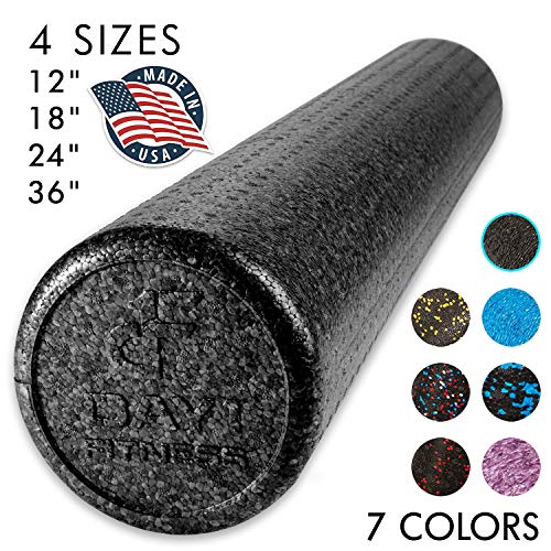 Product Cover High Density Muscle Foam Rollers by Day 1 Fitness - Sports Massage Rollers for Stretching, Physical Therapy, Deep Tissue and Myofascial Release - Ideal for Exercise and Pain Relief - Black, 24