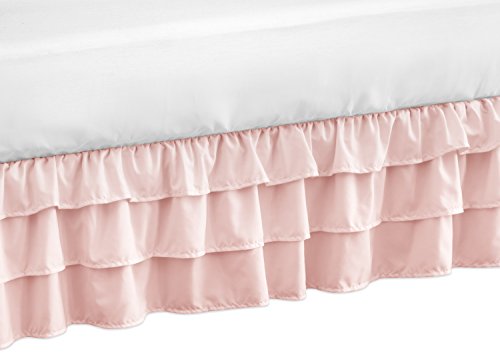 Product Cover Solid Color Blush Pink Shabby Chic Girl Ruffled Tiered Crib Bed Skirt Dust Ruffle for Harper Collection by Sweet Jojo Designs