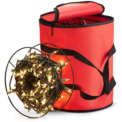 Product Cover ZOBER Premium Christmas Light Storage Bag - with 3 Metal Reels to Store A Lot of Holiday Christmas Lights Bulbs, Tear Proof 600D Oxford Fabric, Reinforced Stitched Handles - 5 Year Warranty