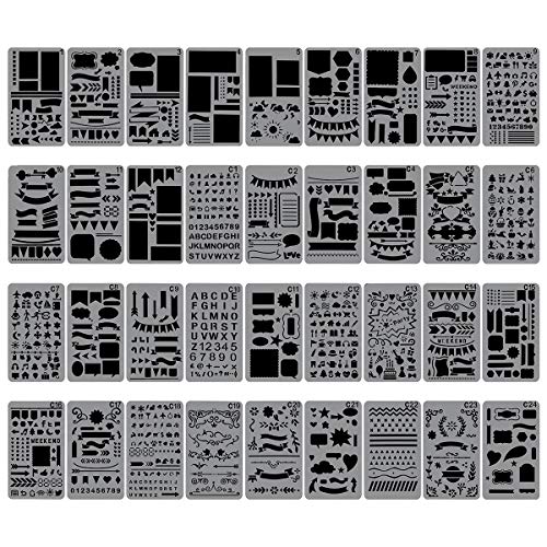 Product Cover Biubee 36 Pcs Plastic Stencils Over 1500 Different Patterns - 4