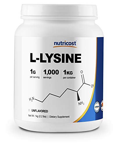 Product Cover Nutricost L-Lysine Powder 1KG (2.2lbs) - Pure L-Lysine, Non-GMO, Gluten Free