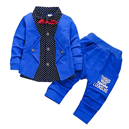 Product Cover 2pcs Baby Boy Dress Clothes Toddler Outfits Infant Tuxedo Formal Suits Set Shirt + Pants