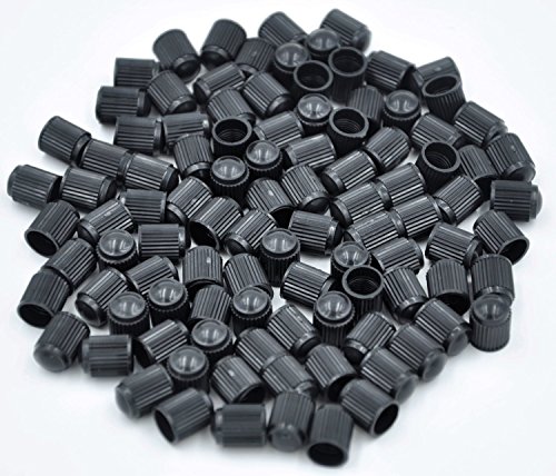 Product Cover Cutequeen JIANXI-09-13-44-100 Black Tire Rim Wheel Valve Stem Caps, Plastic (Pack of 100)