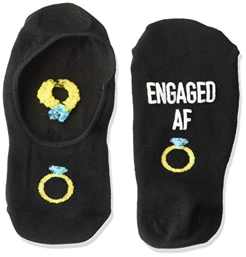 Product Cover Hot Sox Women's Fun Novelty Liner Socks, Engaged Af (black), Shoe Size: 4-10