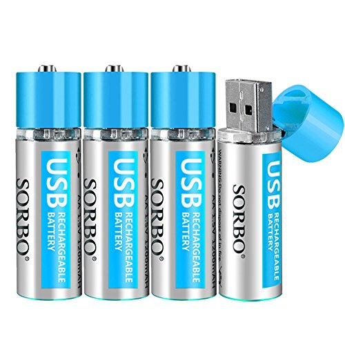 Product Cover AA Batteries - USB Rechargeable Double A Lithium Batteries - Li-ion Battery Cell - 1.5V / 1200mAH (4-Pack) - Not NI-MH/NI-CD/Alkaline Batteries - ECO-Friendly and Recyclable - No Memory Effect
