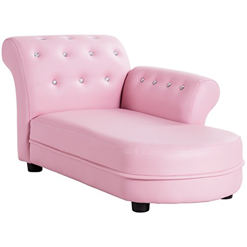 Product Cover Costzon Kids Sofa, Upholstered Chaise Lounge Armrest Relax Couch, ASTM and CPSIA Certified, Pink