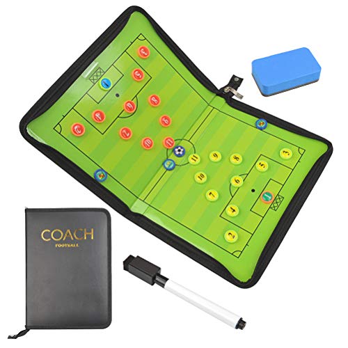 Product Cover FOCCTS Magnetic Soccer Tactic Coaching Board with 26 Magnets, Dry Erase Marker, Eraser, Foldable and Portable Football Coach Tool
