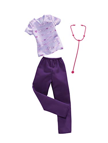 Product Cover Barbie Clothes: Career Outfit for Barbie Doll, Nurse Scrubs with Stethoscope, Gift for 3 to 8 Year Olds