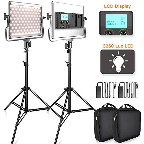 Product Cover SAMTIAN 3960 Lux LED Video Light 3200-5600K 200 SMD LED Panel with LCD Display, CRI 96, U Bracket, 75 Inches Light Stand for YouTube Studio Photography, Video Shooting
