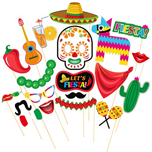 Product Cover OULII Mexican Photo Booth Props Fiesta Cinco De Mayo Party Supplies Carnival Props for Wedding Birthday Party Favors 20PCS