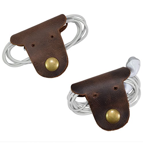 Product Cover Dog Shaped Cord Kepper (Cord Clam) 2-Pack Handmade by Hide & Drink :: Bourbon Brown