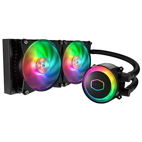 Product Cover Cooler Master MasterLiquid ML240R Addressable RGB Close-Loop AIO CPU Liquid Cooler, 240 Radiator, Dual Chamber Pump, Dual MF120R Fans, Independently-Controlled ARGB LEDs for AMD Ryzen/Intel 1151