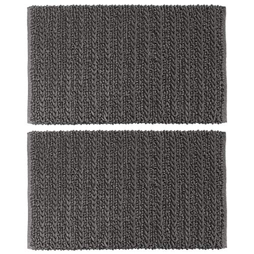Product Cover mDesign Soft 100% Cotton Luxury Hotel-Style Rectangular Spa Mat Rug, Plush Water Absorbent - for Bathroom Vanity, Bathtub/Shower, Machine Washable - Braided Design, 34
