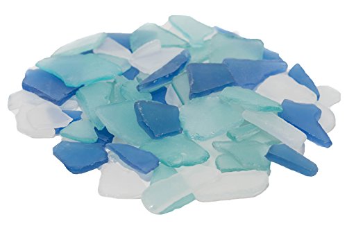 Product Cover Sea Glass | Cobalt Blue Aqua and Frosted White Colored Sea Glass Mix | Sea Glass for Decoration and Craft | Plus Free Nautical eBook by Joseph Rains (11 Ounces)