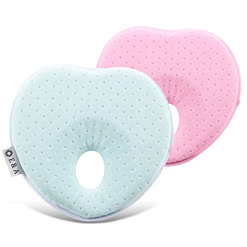 Product Cover E-A Baby Pillow Preventing Flat Head Syndrome, Head Shaping for Infant, Peacefuly Sleep for Newborn, Cute Breathable and Soft Cover, Blue or Pink