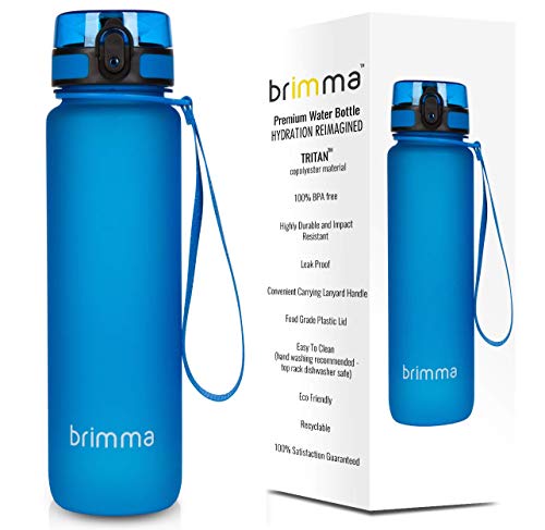 Product Cover Brimma Premium Sports Water Bottle with Leak Proof Flip Top Lid - Eco Friendly & BPA Free Tritan Plastic - Must Have for The Gym, Yoga, Running, Outdoors, Cycling, and Camping