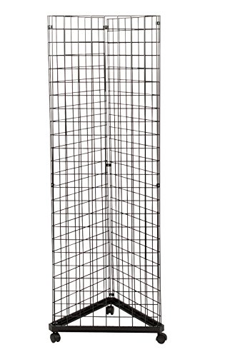 Product Cover Black Triangle Wire Grid and Grid Wall Tower with Base and Casters
