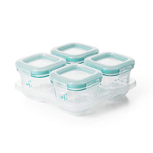 Product Cover OXO Tot Glass Baby Blocks Food Storage Containers, Teal, 4 oz