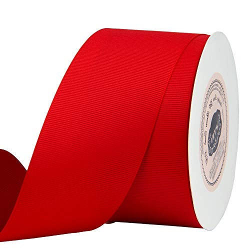 Product Cover VATIN 2 inches Solid Red Grosgrain Ribbon Spool -25 Yards, Great for Sewing, Gift Wrapping, Hair Bows, Flower Arranging, Home Decorating