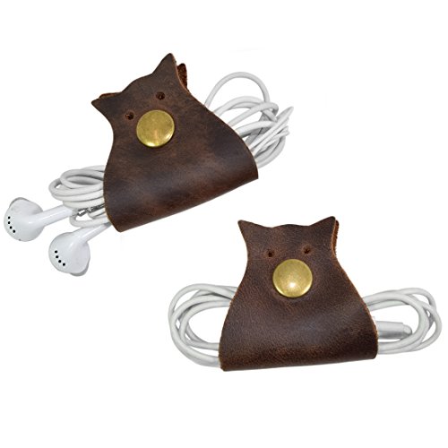 Product Cover Owl Shaped Cord Kepper (Cord Clam) 2-Pack Handmade by Hide & Drink :: Bourbon Brown