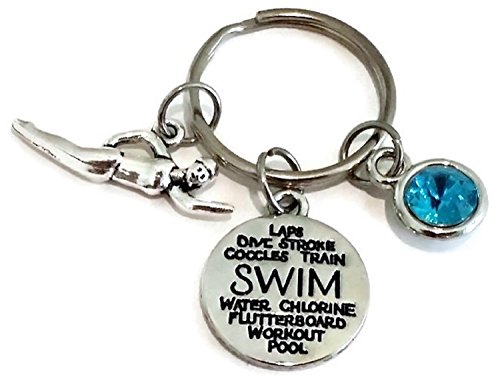 Product Cover Swimming Keychain, Swim Keychain, Swimming Charm Keychain, Swim Coach Keychain, Swim Mom Keychain, Swim Charm, Swim Gift, Swimming Key Ring, Swim Key Ring