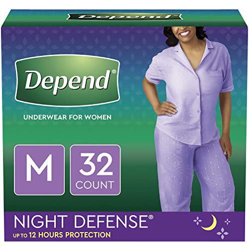 Product Cover Depend Night Defense Incontinence Underwear for Women, Disposable, Overnight, M, Blush, 32 Count
