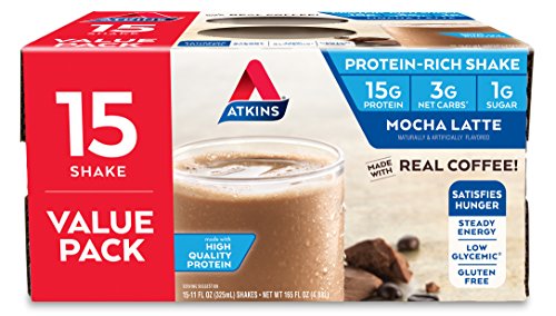 Product Cover Atkins Gluten Free Protein-Rich Shake, Mocha Latte, Keto Friendy, 15 Count