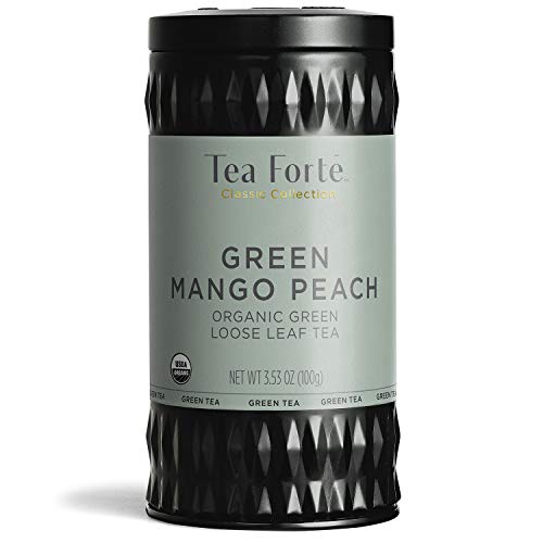 Product Cover Tea Forte Organic Green Tea, Makes 35-50 Cups, 3.53 Ounce Loose Leaf Tea Canister, Green Mango Peach