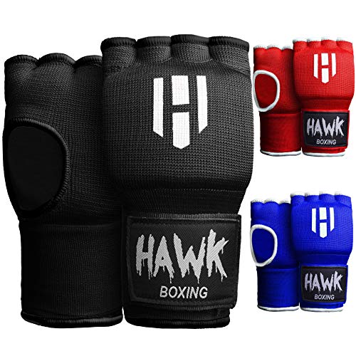 Product Cover Hawk Padded Inner Gloves Training Gel Hand Wraps for Boxing Quick Wraps Men & Women Kickboxing Muay Thai MMA Bandages Fist Knuckle Wrist Protector Handwraps (Pair) (Black, S/M)