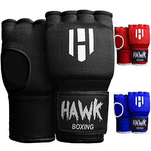 Product Cover Hawk Padded Inner Gloves Training Gel Elastic Hand Wraps for Boxing Gloves Quick Wraps Men & Women Kickboxing Muay Thai MMA Bandages Fist Knuckle Wrist Wrap Protector Handwraps (Pair) (Black, L/XL)