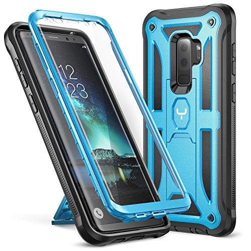 Product Cover Galaxy S9+ Plus Case, YOUMAKER Heavy Duty Protection Kickstand with Built-in Screen Protector Shockproof Case Cover for Samsung Galaxy S9 Plus 6.2 inch (2018 Release) - Blue