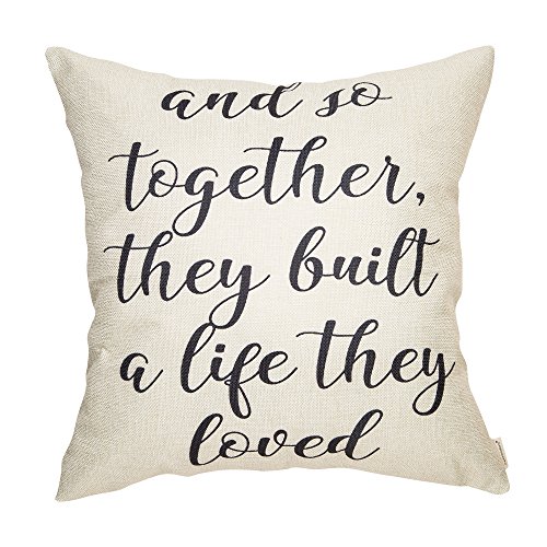 Product Cover Fahrendom and So Together They Built a Life They Loved Farmhouse Décor Family Decoration Sign Cotton Linen Home Decorative Throw Pillow Case Cushion Cover with Words for Sofa Couch, 18 x 18 in