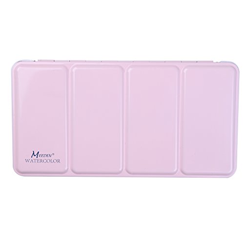 Product Cover MEEDEN Empty Watercolor Tins Box Palette Paint Case, Large Pink Tin, Will Hold 48 Half Pans or 24 Full Pans