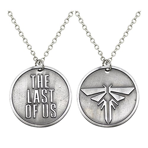 Product Cover FL BEAUTY Antique Silver Plated The Last of Us Engraved and Firefly Round Charm Pendant Necklace