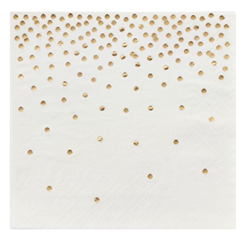 Product Cover Juvale Gold Cocktail Napkins - 100-Pack Disposable Napkins with Gold Foil Polka Dot Confetti, 3-Ply, Wedding Party Supplies, Folded 5 x 5 Inches