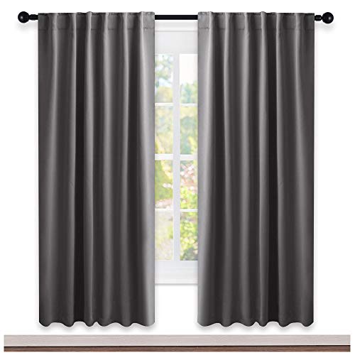 Product Cover NICETOWN Bedroom Blackout Draperies and Window Treatment- (Gray Color) 52 Width X 72 Length, 2 Panels Set, Solid Blackout Curtain Panels