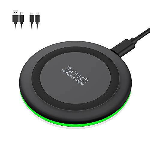 Product Cover Yootech Wireless Charger,Qi-Certified 10W Max Fast Wireless Charging Pad Compatible with iPhone 11/11 Pro/11 Pro Max/XS MAX/XR/XS/X/8, Samsung Galaxy Note 10/S10/S9/S8, AirPods Pro(With 2 USB C Cable)