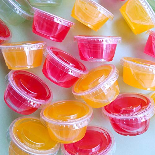 Product Cover TashiBox 100 Sets 3.25 oz Disposable Plastic Portion Cups With Lids, Snack Cups