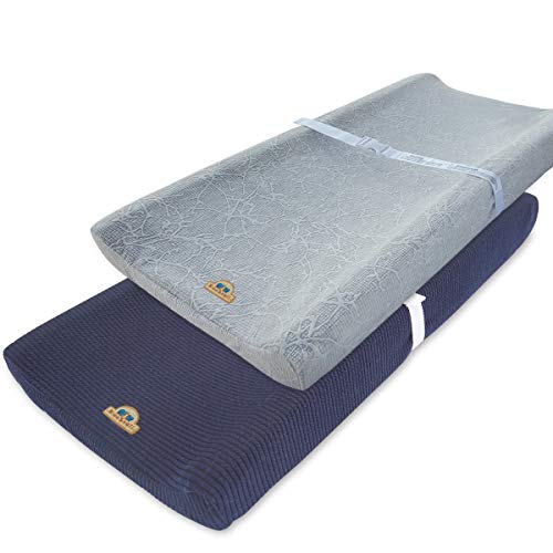 Product Cover Ultra Soft and Stretchy Changing Pad Cover 2pk by BlueSnail (Gray+Navy)