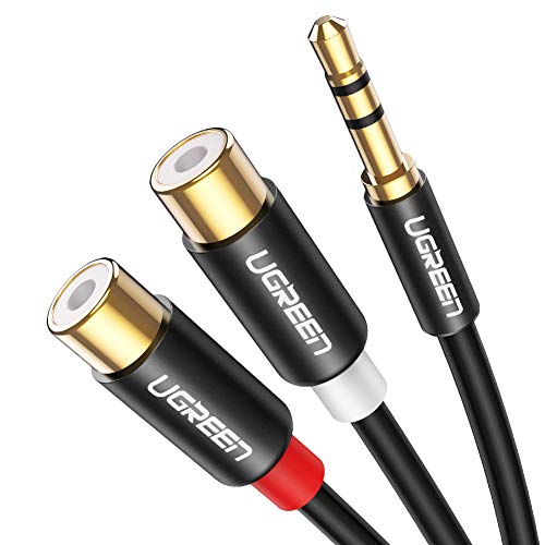 Product Cover UGREEN 3.5MM Male to 2 RCA Female Jack Stereo Audio Cable Y Adapter Gold Plated Compatible for iPhone, iPod, iPad, MP3, Tablets, HiFi Stereo System, Computer Sound Speaker