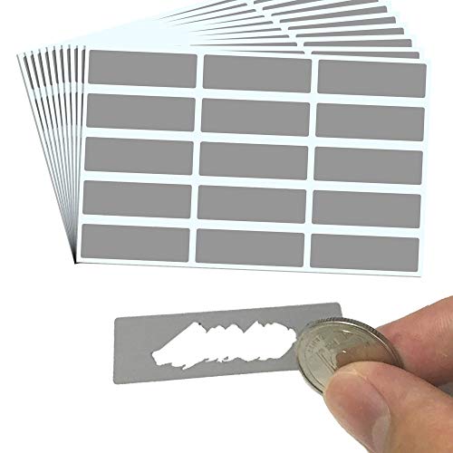 Product Cover 150 Pack, Rectangle Scratch Off Labels Stickers, Gray - 1.9 x 0.6