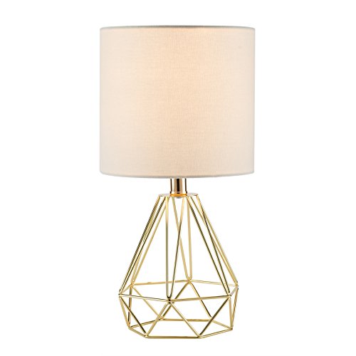 Product Cover CO-Z Modern Table Lamp with White Fabric Shade, Gold Desk Lamp with Hollowed Out Base 18 Inches in Height for Living Room Bedroom Dining Room