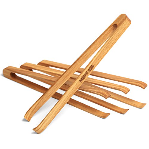 Product Cover Mr.Art Wood Mini Wooden Appetizer Tongs (Pack of 4), 6