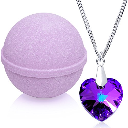 Product Cover Enliven Me Lavender Bath Bomb with Necklace Created with Swarovski Crystal Extra Large 10 oz. Made in USA