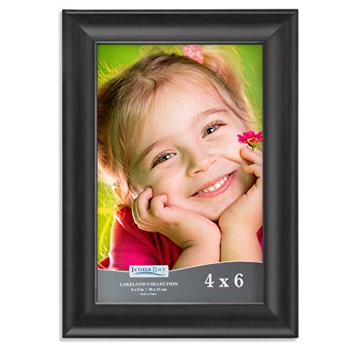 Product Cover Icona Bay 4x6 Picture Frame (1 Pack, Black), Black Photo Frame 4 x 6, Composite Wood Frame for Walls or Tables, Set of 1 Lakeland Collection