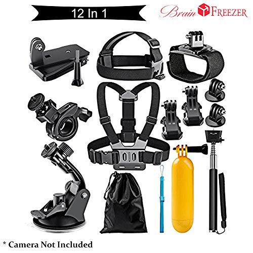 Product Cover Brain Freezer J 12 in 1 Sports Action Camera Accessories Kit for Xiaomi Yi 4K, Black
