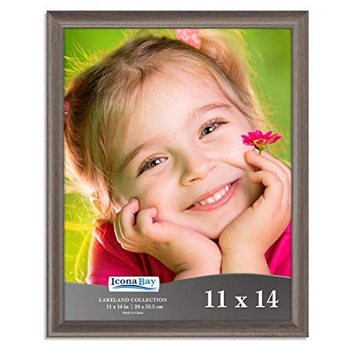 Product Cover Icona Bay 11x14 Picture Frame (1 Pack, Hickory Brown), Photo Frame 11 x 14, Composite Wood Frame for Walls or Tables, Set of 1 Lakeland Collection