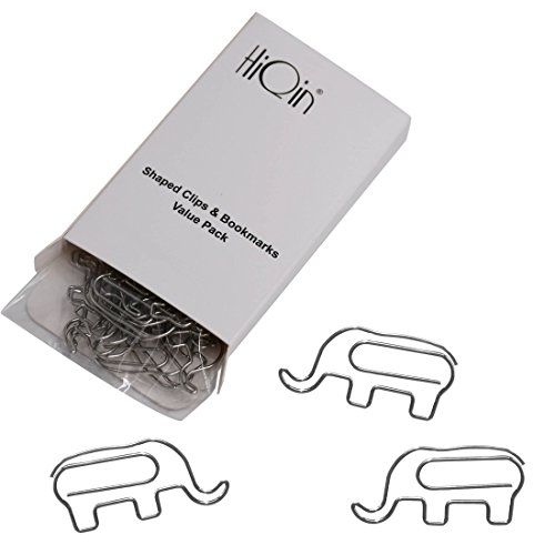 Product Cover HiQin Cute Bookmarks Paper Clips Elephant (Value Refill Pack) - Funny Office Supplies