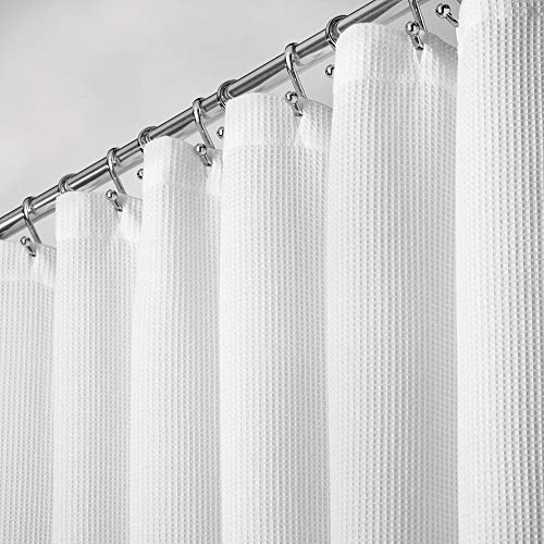 Product Cover mDesign Premium 100% Cotton Waffle Weave Fabric Shower Curtain, Hotel Quality - for Bathroom Showers and Bathtubs, Super Soft, Easy Care - 72